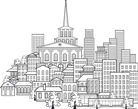 Coloriage ville paysage urbain  JeColorie.com