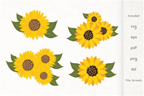 Sunflowers Svg Sunflower With Leaves Vector 693476