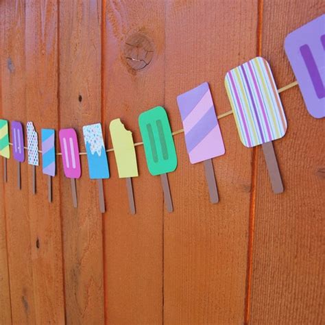 Popsicle Garland Ice Cream Party Garland Summertime Birthday Etsy