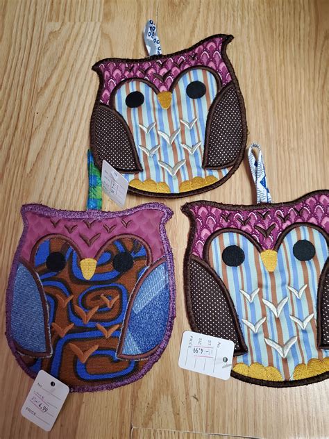 Owls Potholder Custom Embroider Homemade And Personalized Etsy Uk