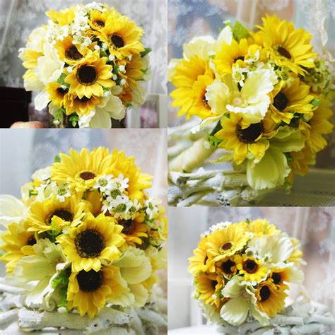 Country Sunflower Artificial Wedding Bouquets 2015 High Beach Garden