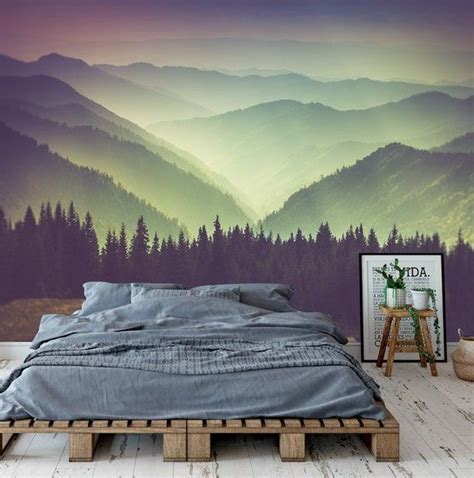 Mountain Mural Blue Mountain Forest Mountain Forest Wall Mural Wall