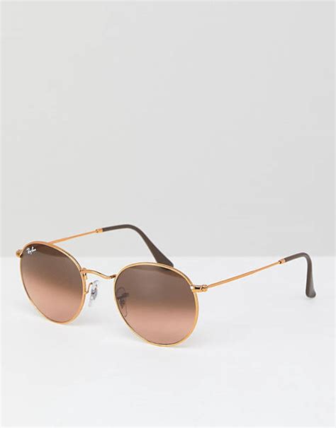 Ray Ban Round Sunglasses In Gold 50mm Asos