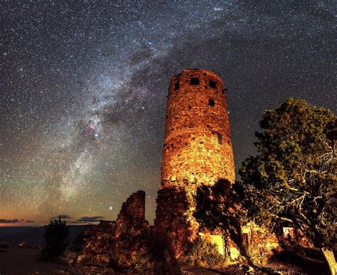 Milky Way Over Grand Canyon Watchtower Photograph By Babak