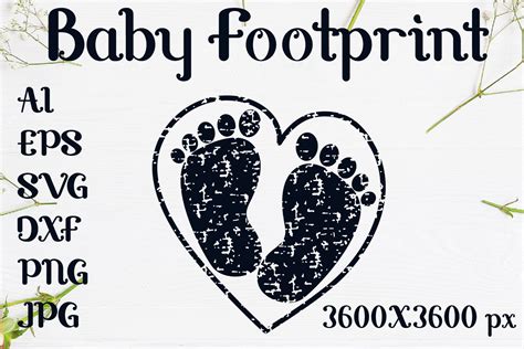 Grunge Baby Footprint In Heart Svg Graphic By Sombrecanari · Creative