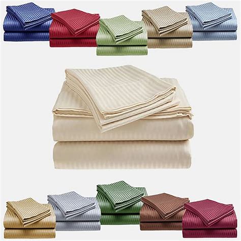 1800 Series Ultra Soft 4 Piece Embossed Stripe Bed Sheet Set