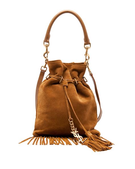 Click here to visit camel camel camel. Saint Laurent Monogram Small Suede Fringe Bucket Bag, Camel