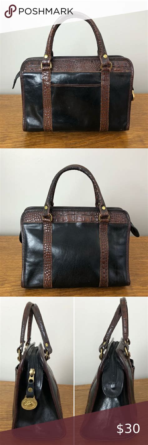 Vintage Brahmin Black Brown Croc Doctor Bag Bags Brahmin Bags