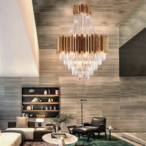 Luxury Crystal Light Living Room Chandelier Hotel Lobby Decoration Gold