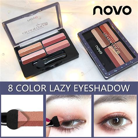 novo cosmetics 8 color lazy matte shimmer eyeshadow palette waterproof silky touch eye shadow