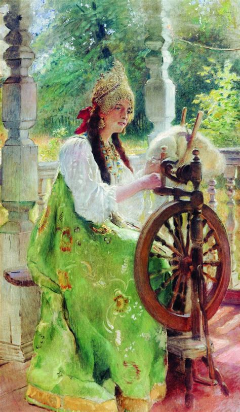 The Spinner Painting Konstantin Yegorovich Makovsky Oil Paintings