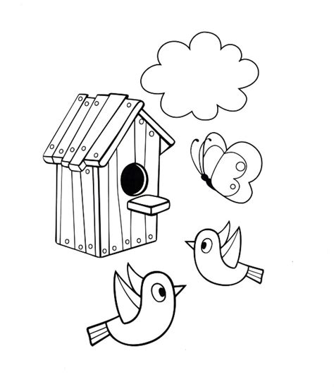 Download worksheets now for free! Ausmalbilder, Malvorlagen - Vogelhaus kostenlos zum ...