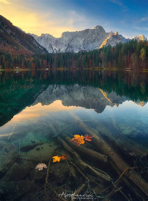 Autumn Reflection Lago Di Fusine Italy Landscape Pictures