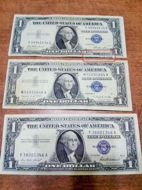 Silver Certificate Blue Seal One Dollar Bill 1957 (2) And 1935 (1)