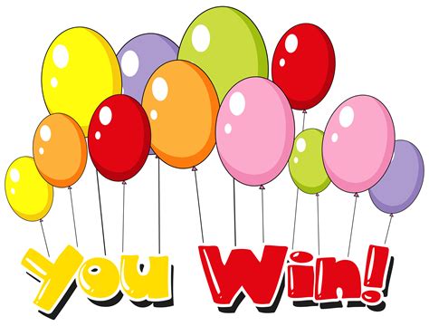 Font Design For You Win With Balloons Background 368270 Vector Art At