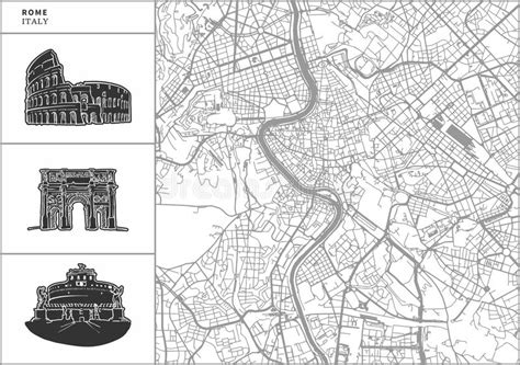 Rome City Map With Hand Drawn Architecture Icons Stock Vector