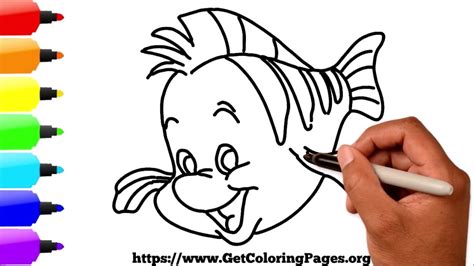 How to Draw Flounder The Little Mermaid - YouTube