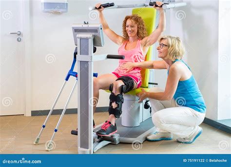 Patient Getting Help With Leg Rehabilitation Stock Photo Image Of