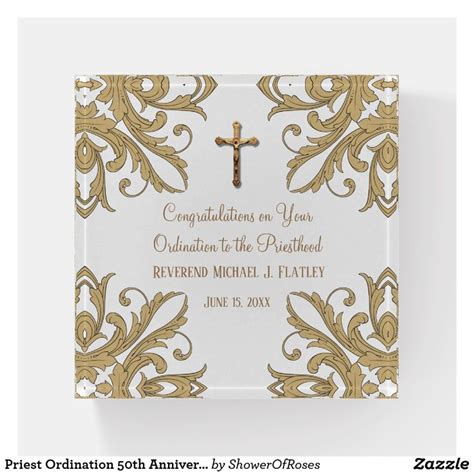 Priest Ordination 50th Anniversary Gold Crucifix Paperweight Zazzle
