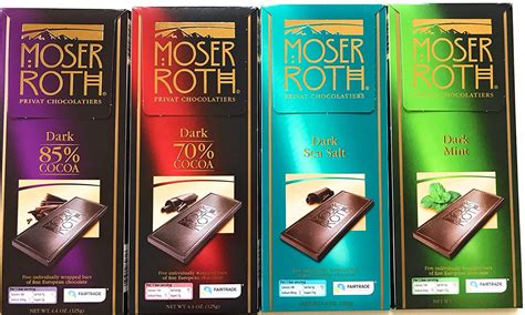 Buy German Dark Chocolate Bundle Of 4 Varieties Moser Roth 85 Cocoa