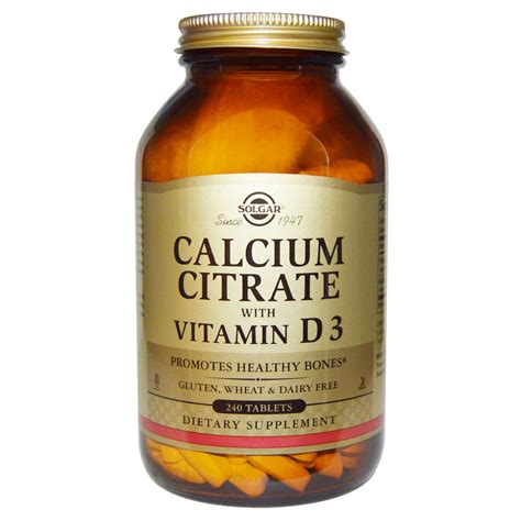Having the right amounts of vitamin d, calcium, and phosphorus is important for building and keeping strong bones. Solgar, Calcium Citrate with Vitamin D3, 240 Tablets ...
