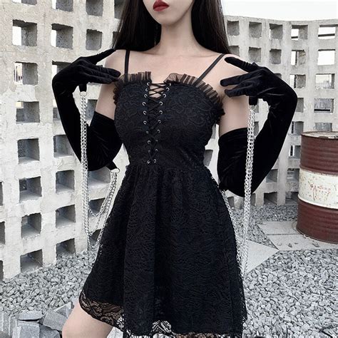 japanese summer elegant black lace dress sd01915 syndrome cute kawaii harajuku street