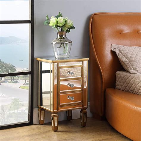 Our professional product specialists are ready and. 3-Drawer Mirrored End Table - Mirrored Nightstand Glass ...