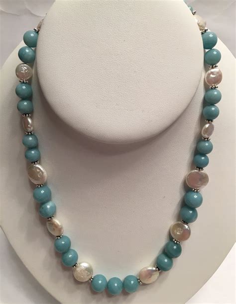Amazonite And Freshwater Pearls Necklace By Growlyhavenjewelry On Etsy