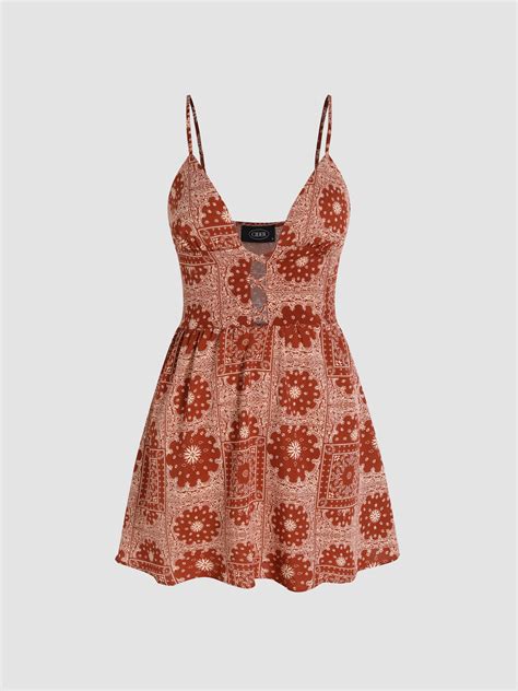 floral paisley hollow out mini dress cider