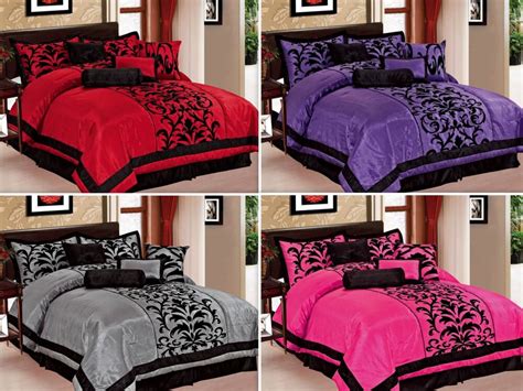 The set usually includes everything from pillow covers to bed skirts and shams with complimenting looks. Donna 8-Piece Comforter Bedding Set Flocking Over Sized ...