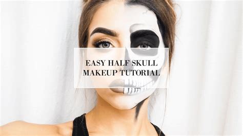 Easy Half Skull Halloween Makeup Tutorial I Cocochic Youtube Skull