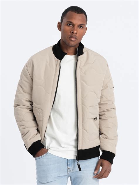 Mens Insulated Bomber Jacket Beige C515 Mens Clothing Online