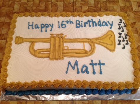 Cakes are covered in bc & mmf. trumpet birthday cake | Twin birthday cakes, My birthday ...