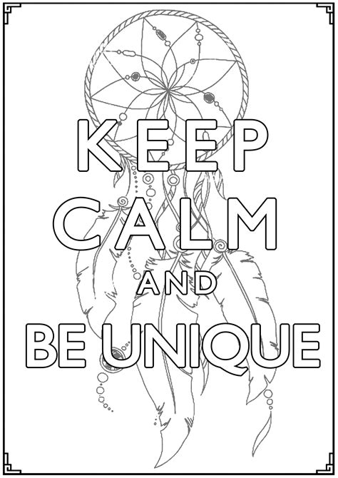 Keep Calm And Be Unique Keep Calm And Adult Coloring Pages