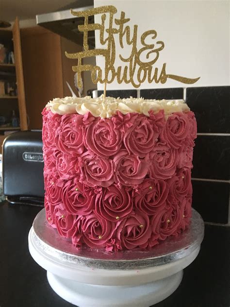 Buttercream Swirl Ladies 50th Birthday Cake Cake Red Cake 50th