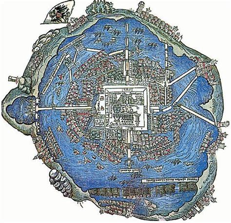 Plano De La Ciudad De Tenochtitlán Sobre El Lago Texcoco Arq Lina
