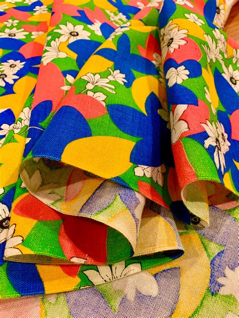 fun vintage 60s boho chic hippie fabric psychedelic floral yardage for apparel and home decor