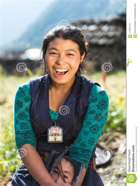 Portrait Of A Beautiful Smiling Young Nepalese Woman Editorial Stock