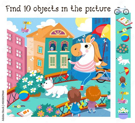 Find 10 Hidden Objects Educational Game For Children Cartoon Cute