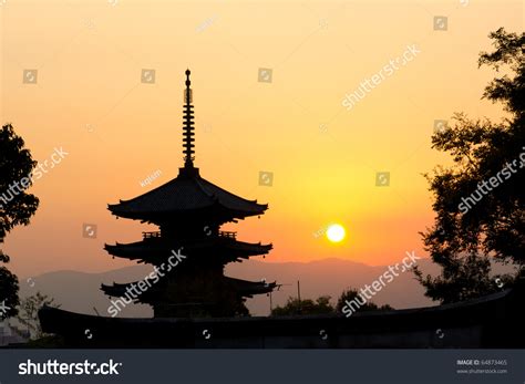 Beautiful Sunset In Kyoto Japan Stock Photo 64873465