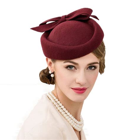 Buy F Fadves British Style Pillbox Hat Retro Wool Fascinator Wedding Derby Church Party Hats