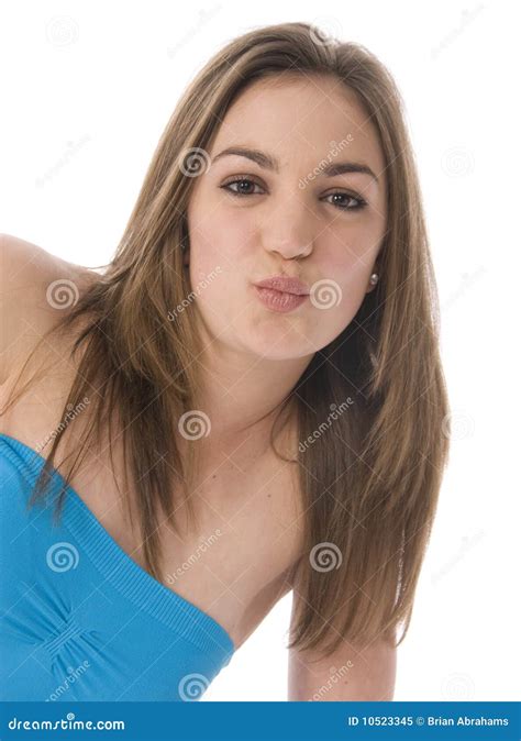 Young Woman Kissing Stock Image Image Of Blue Kiss 10523345