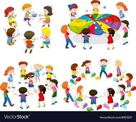 Children Playing Different Games Royalty Free Vector Image