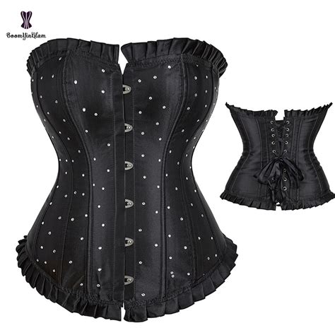 848 waist trainer corset satin push up overbust top rhinestone corselet sexy lingerie lace up