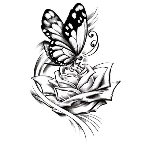 Inkotattoo Temporary Tattoo Butterfly Butterfly And Rose Inkotattoo