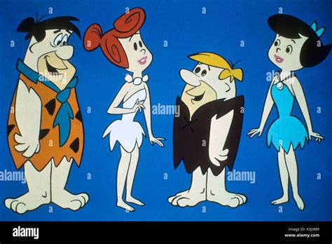 Die Flintstones Fred Feuerstein Wilma Flintstone Barney Rubble Betty Rubble Stockfotografie