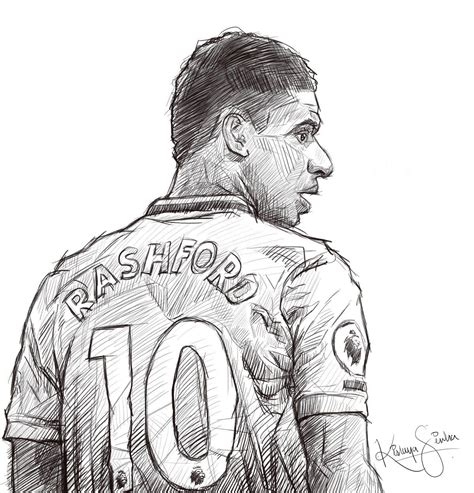 Marcus Rashford Crosshatching Digital Artwork Football Drawing