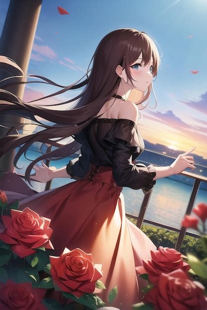 Premium Ai Image Anime Girl On A Balcony With Flowers