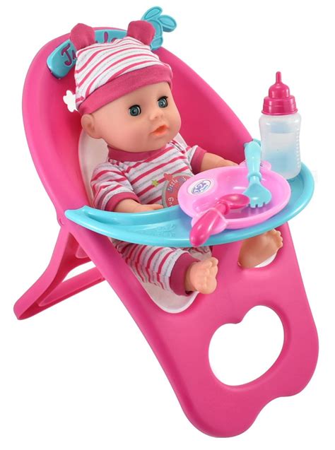 Kids Baby Doll Set Cot Bath High Chair Accessories Play Set Pretend