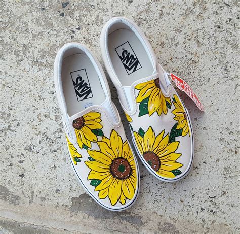 Custom Sunflower Vans Shoes Hand Painted Shoes Ts For